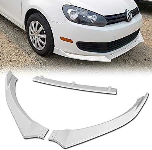 3pcs Front Bumper Lip Fit for Compatible with 2010-2013 Volkswagen Golf 6, Splitter Trim Protection Spoiler Sport-Style, Air Dam Chin Body Kit Splitter, ABS (Painted White)