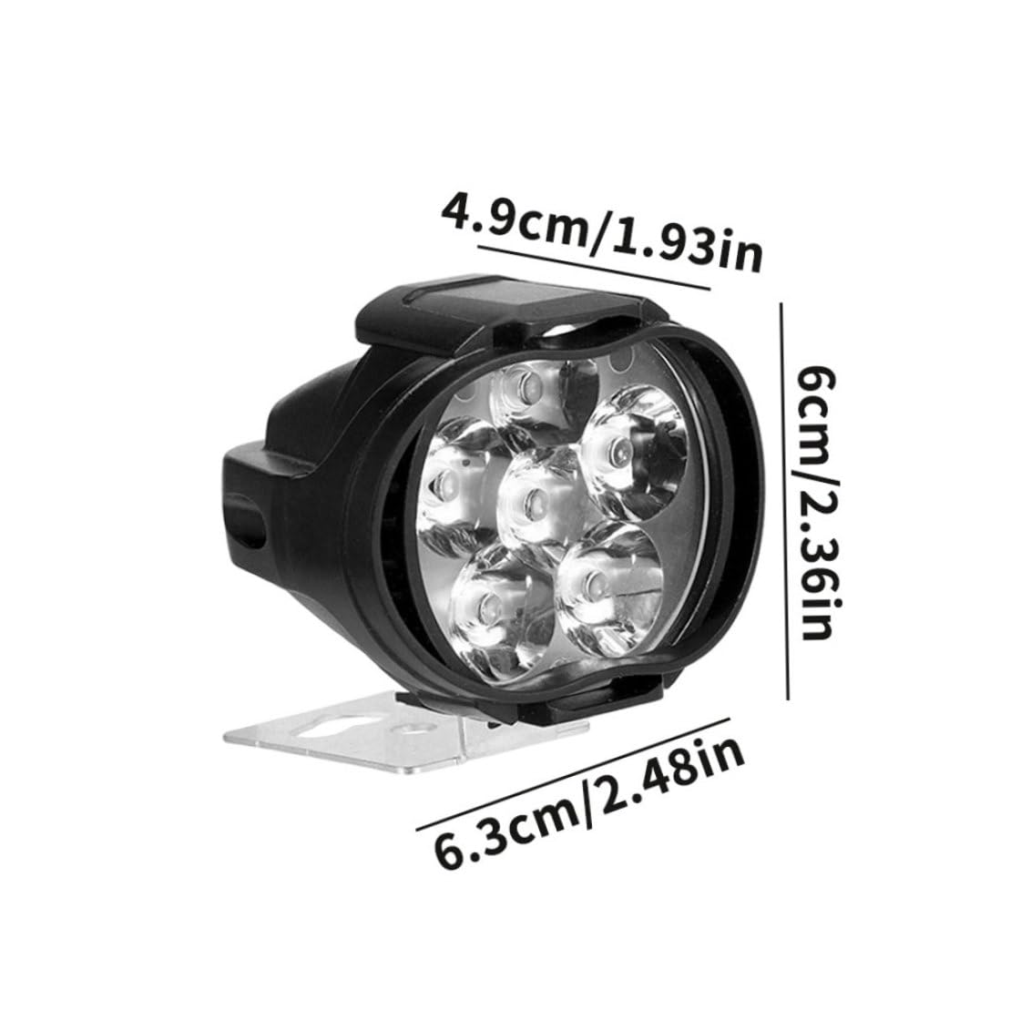 Faro per moto, universale, 6 LED, faretti, ausiliari, fendinebbia, con interruttore, 2 pezzi
