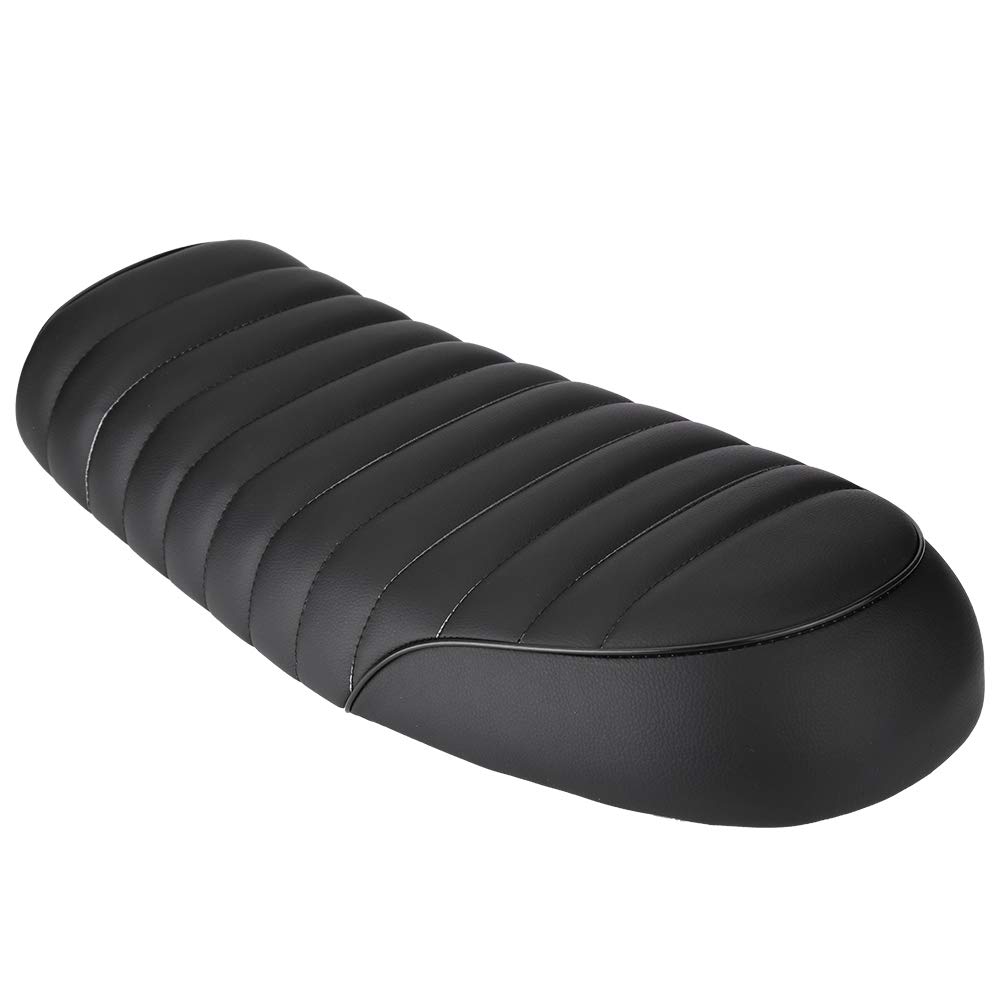 Qiilu Moto Siège, PU En Cuir Vintage Café Racer Siège Plat Moto Selle pour CG125 GN CG CB400SS