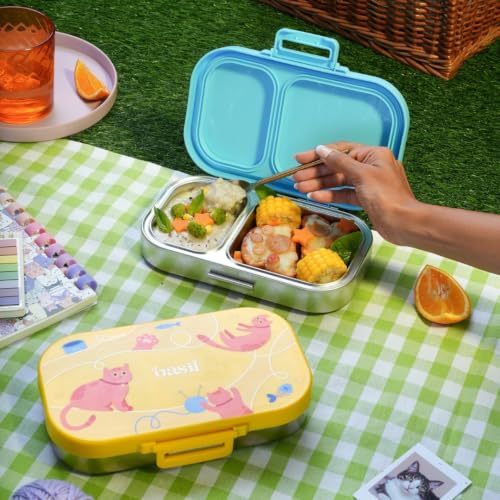 Image of Basil Bento Ace 2C Steel Lunch Box - Kitty Party