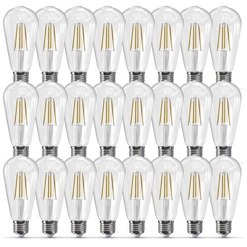 Image of Jensense Edison Bulbs E26 LED Bulb 60 Watt Equivalent, Vintage LED Light Bulbs CRI90+ ST19, Dimmable Clear Light Bulbs (5000K Daylight, 7watt-24 Pack)