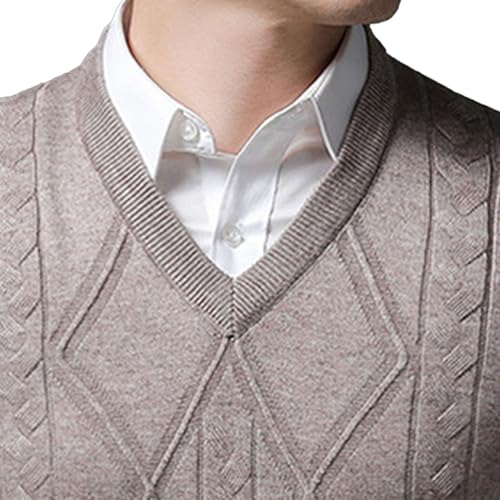 JEShifangjiusu Men's Rhombus Textured Sweater Vest Lightweight V Neck Sleeveless Tank Top Slim Fit Pullover Singlet4
