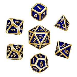 metalen polyedrale dobbelstenen set, 7 stuks DND spel Polyedrische D & D dobbelstenen set van massief metaal en zinklegering met email voor rollenspel Dungeons en draak