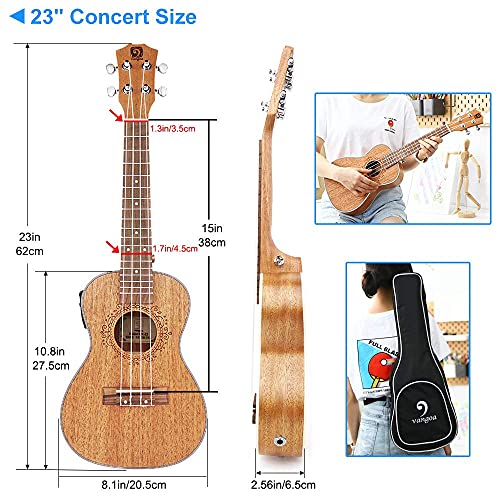 Vangoa Électro-acoustique Concert Ukulélé 23 pouces Acajou Vintage Hawaii Ukulele Set pour Débutants Adultes, avec… - Les Beatles, Paul McCartney, John Lennon, RIngo Starr, George Harrison Vangoa Électro-acoustique Concert Ukulélé 23 pouces Acajou Vintage Hawaii Ukulele Set pour Débutants Adultes, avec… – Image 7