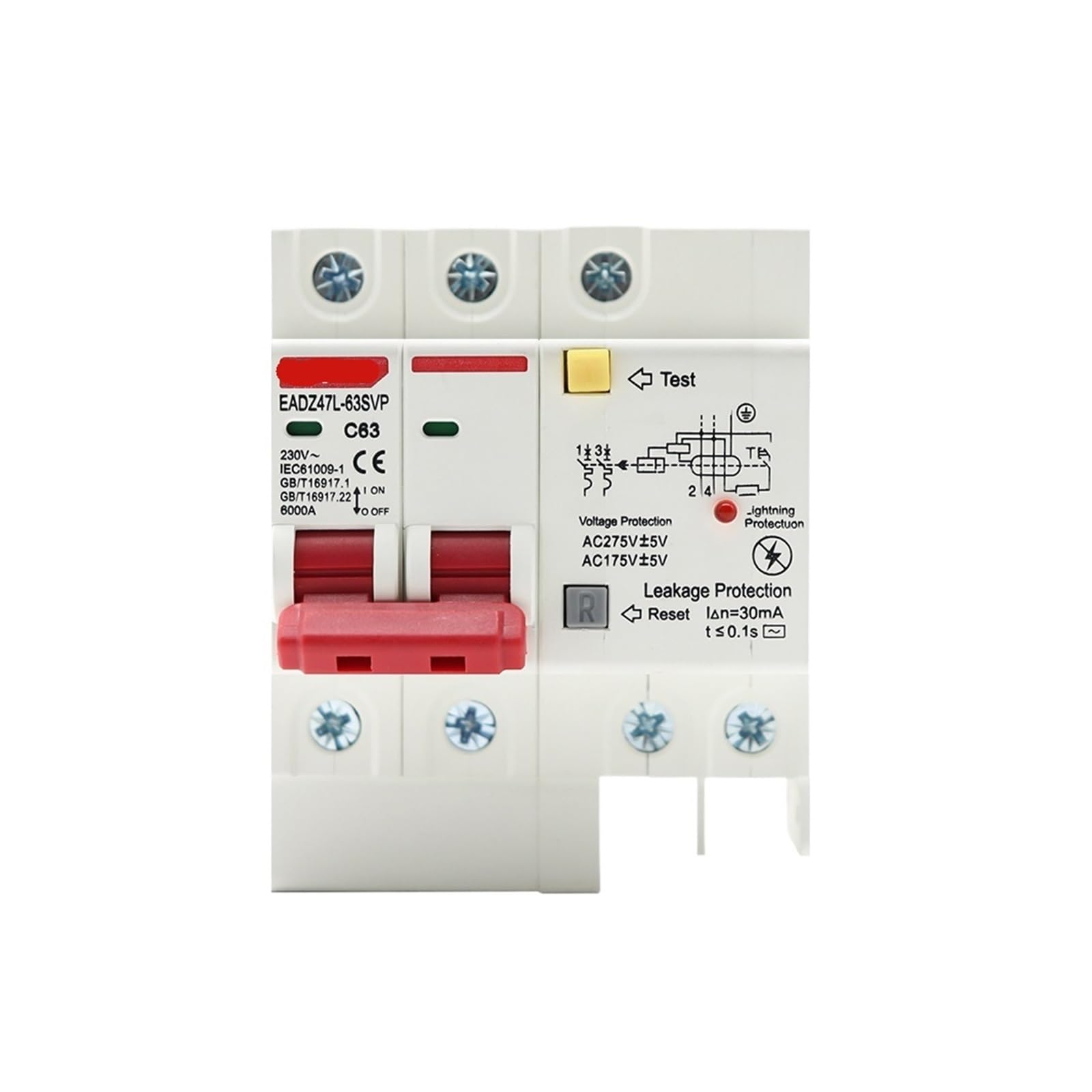 Lhnbgtuiw 50A 1Pcs 230V 2P Spd Leakage Circuit Breaker With Overload And Overvoltage With Lightning Protection Mcb Protector(50A)