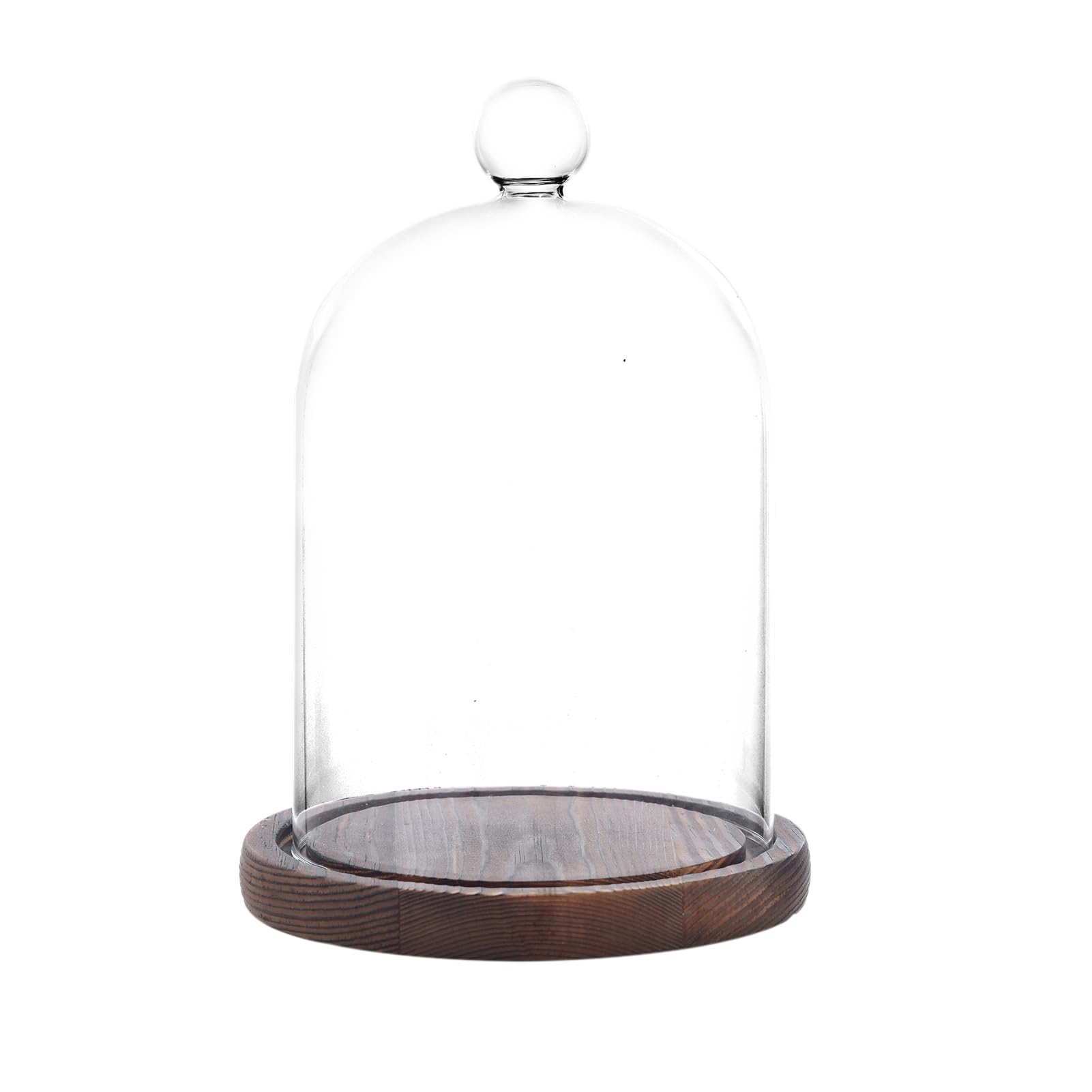 Glass Dome with Base,Glass Cloche Bell Jar,Display Case with Wooden Base for Plants,Collectibles (4.7 * 6.3 inches)