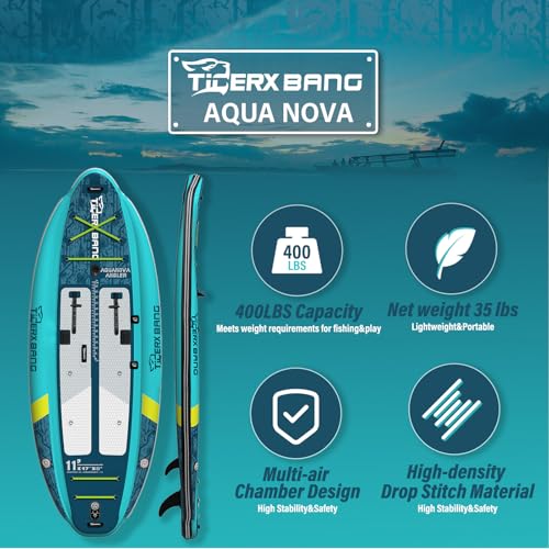 TIGERXBANG 11'x47''x8'' Inflatable Fishing Kayak, High-Performance Inflatable Kayak-Ideal for Water Fishing Activities, Equipped with Comfortable Seats and Camera Base Versatile Accessories - Image 6