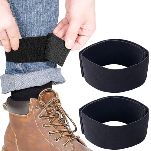 VEPKOIT Military Boot Blousers Cowboy Boot Straps, Tatical Boot Bands Ankle Hook and Loop for Men or Women Outdoor - 2 inch Wide (Black, 2 PCS)