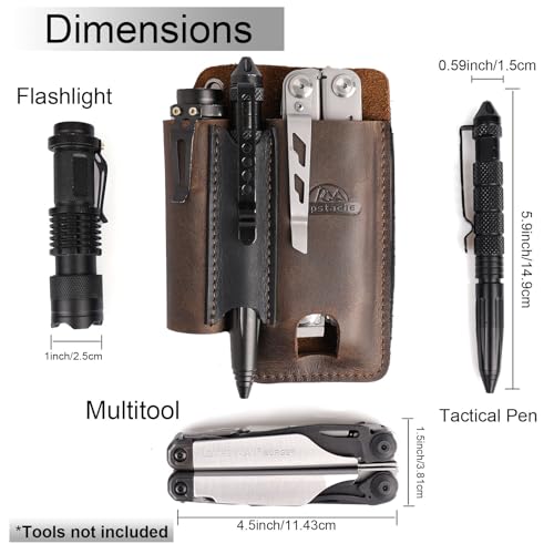 image for Topstache Leather Multitool Sheath with Belt Clip - Multitool Holster 