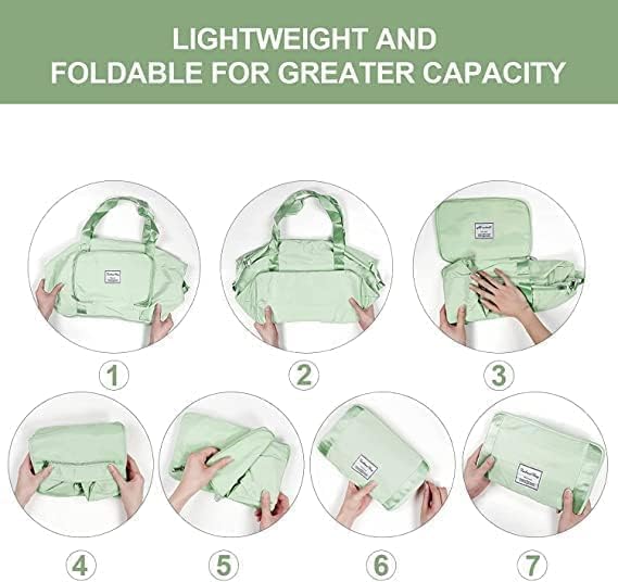 Image of JD Fresh 41 Liter Foldable Travel Bags for Women /Nylon Duffle Bags /Expandable Vanity Travelling Luggage Handbags /Waterproof & Lightweight Shopping Bag for Personal Items (Light Green)