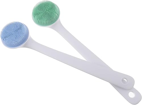 FOMIYES Cepillo de baño de mango largo 2 unids cepillo corporal para exfoliante de silicona para limpieza de masaje de baño