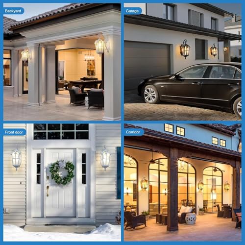 Outdoor Wall Lights for Porch, Patio, Yard - 17.1'' H White Exterior Wall Lighting Fixtures, Waterproof & Anti-Rust Outside House Light Wall Mount Lantern Sconce