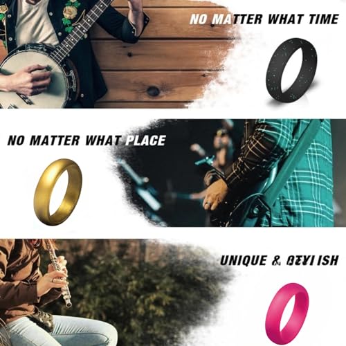 Silicone Ring Women Rubber Wedding Bands for her 5.7mm Wide,2mm Thick3