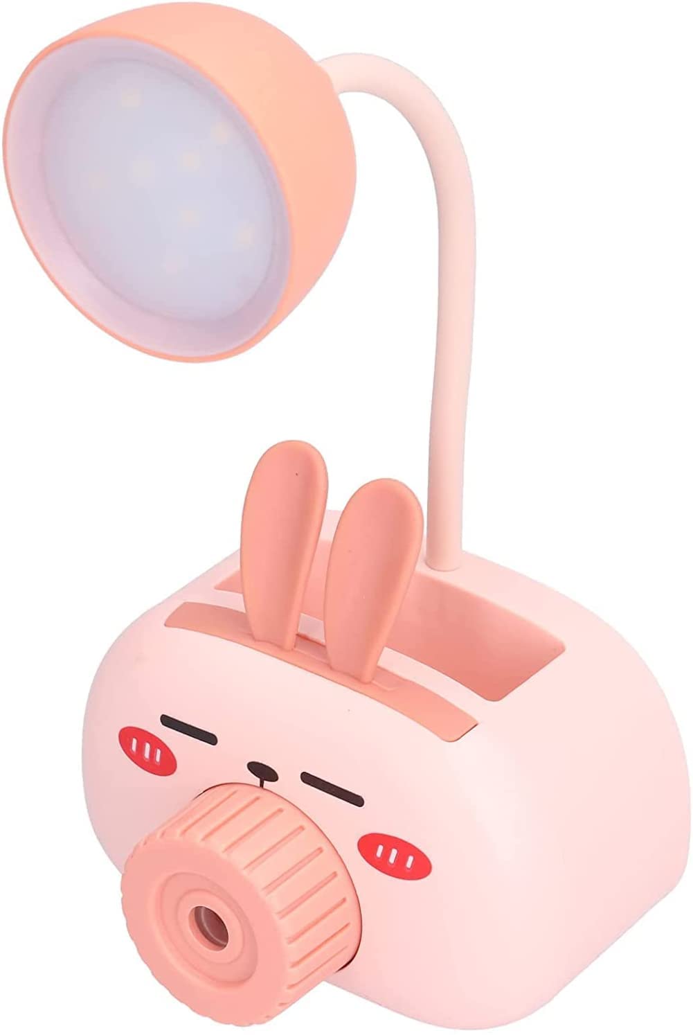 Lámpara Escritorio Lámpara De Escritorio LED Mesa Ajustable Encantadora, Carga USB Lindo con Sacapuntas para Hacer La Tarea Protección Ocular(Pink)