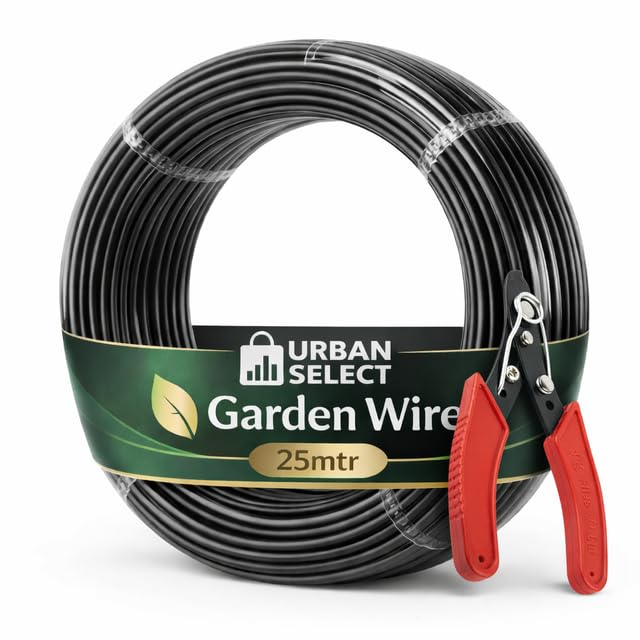URBAN SELECT Black Garden Wire with Cutter (25m) – PVC Coated Steel Core Twist Tie for Climbing Plants, Tomatoes & Creepers – Heavy Duty Rust Free Binding Wire Dispenser for Trellis Support-image-38
