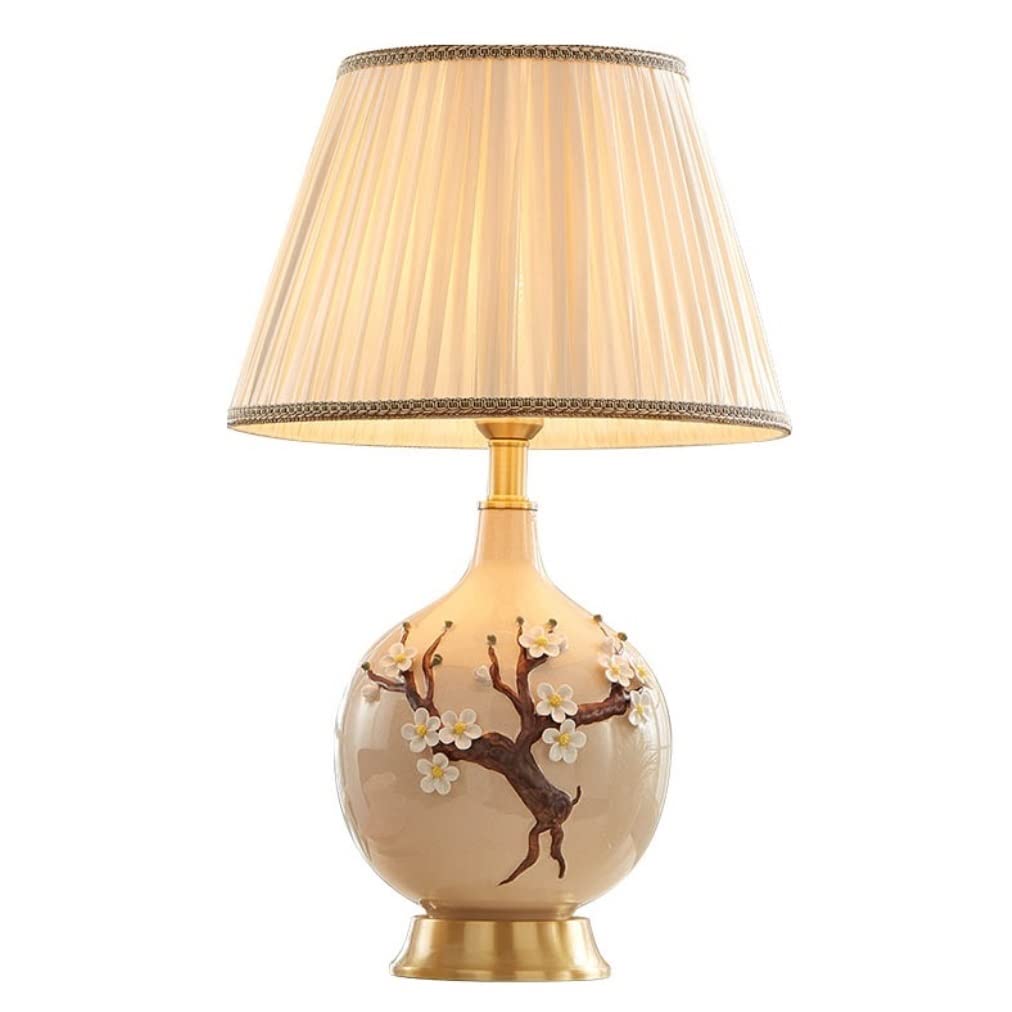 asdchZen Desk Lamps For Reading Hand-Kneaded Ceramic Table Lamp Table Lamps Ice Crack Desk Lamp Bedside Nightstand Lamp For Bedroom House Home Lamps For Living Room-A-Dimmer,B-Dimmer Switch
