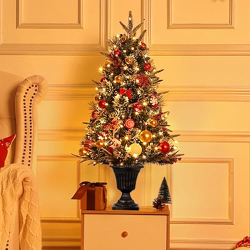 GAOMON 3 Ft Christmas Tree with 78 Multicolor Led Lights, Pre-Lit Artificial Christmas Trees with Potted Base, Snow Flocked, 8 Lighting Modes, Battery Operated, Xmas Tree for Home Decor