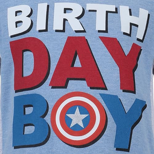 Marvel Avengers Captain America Boys Birthday Short Sleeve Shirt for Toddlers and Little Kids - Blue4