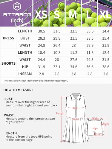 ATTRACO Tennis Dress for Women with Shorts and Built in Bra Tennis Skirts with Pockets Athletic Dresses Black M - Image 6