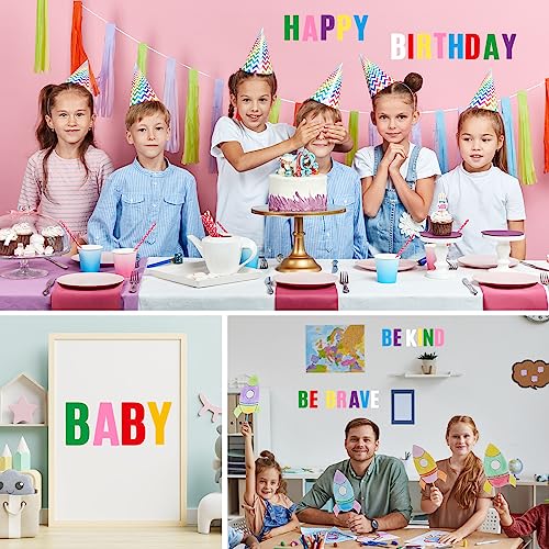 Image of Qilery 32 Sheets 4 Inch Letter and Number Stickers Self Adhesive Vinyl Letters Alphabet Stickers Big Font Letters Number Tags for School Classroom Home Mailbox Decor (Multicolored)