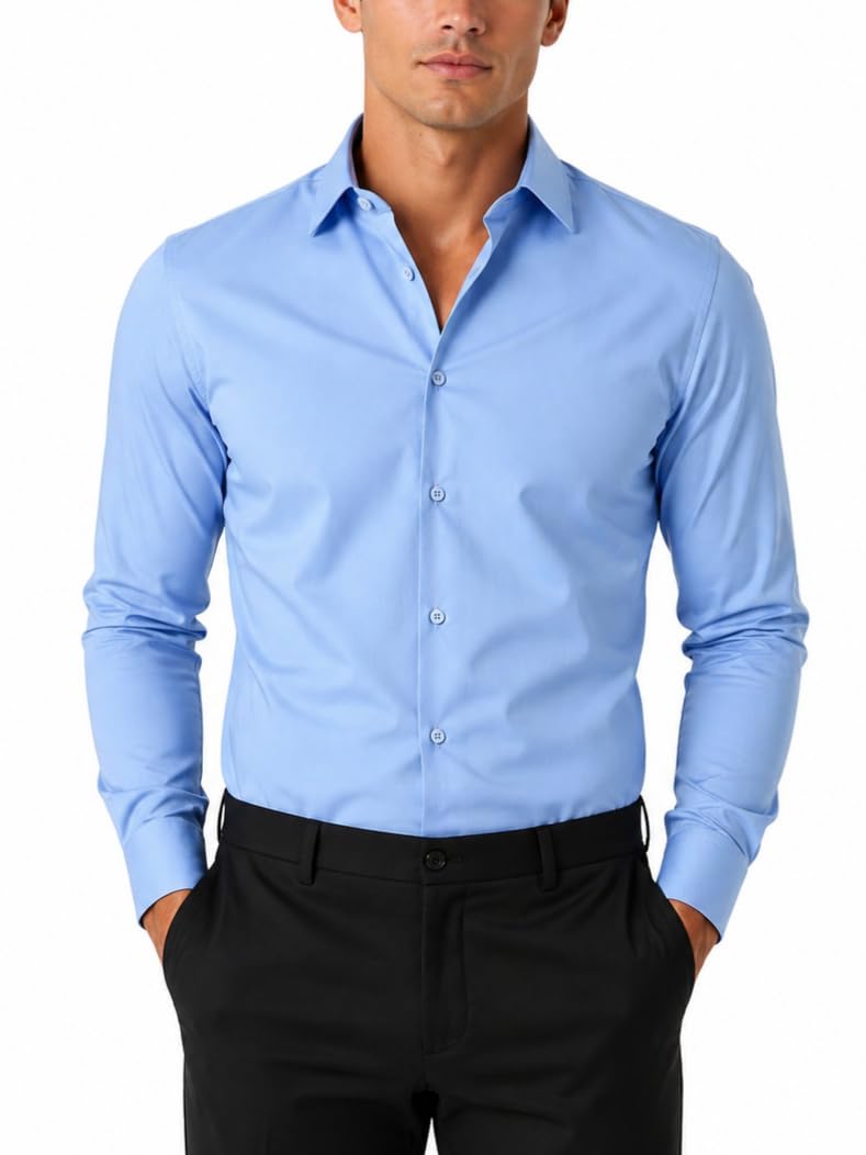 fahizo men's dress shirt FAHIZO Men's White Dress Shirt Casual Business Formal Long Sleeve Button Up 4XL