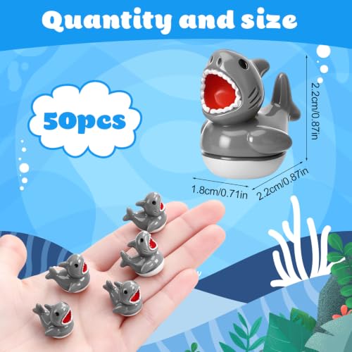 Image of 50 Pcs Shark Ducks Toy Figures, Mini Resin Ducks Bulk, Tiny Duck Figurine Dress up Game Toy for Summer Party Favors (Shark Duck)