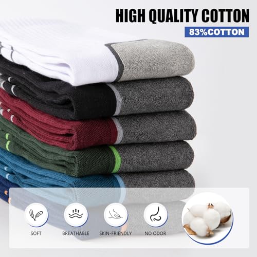 COOPLUS Mens Cotton Cushioned Crew Socks Athletic Running Moisture Wicking Performance Work Boot Socks for Men 6 Pairs2