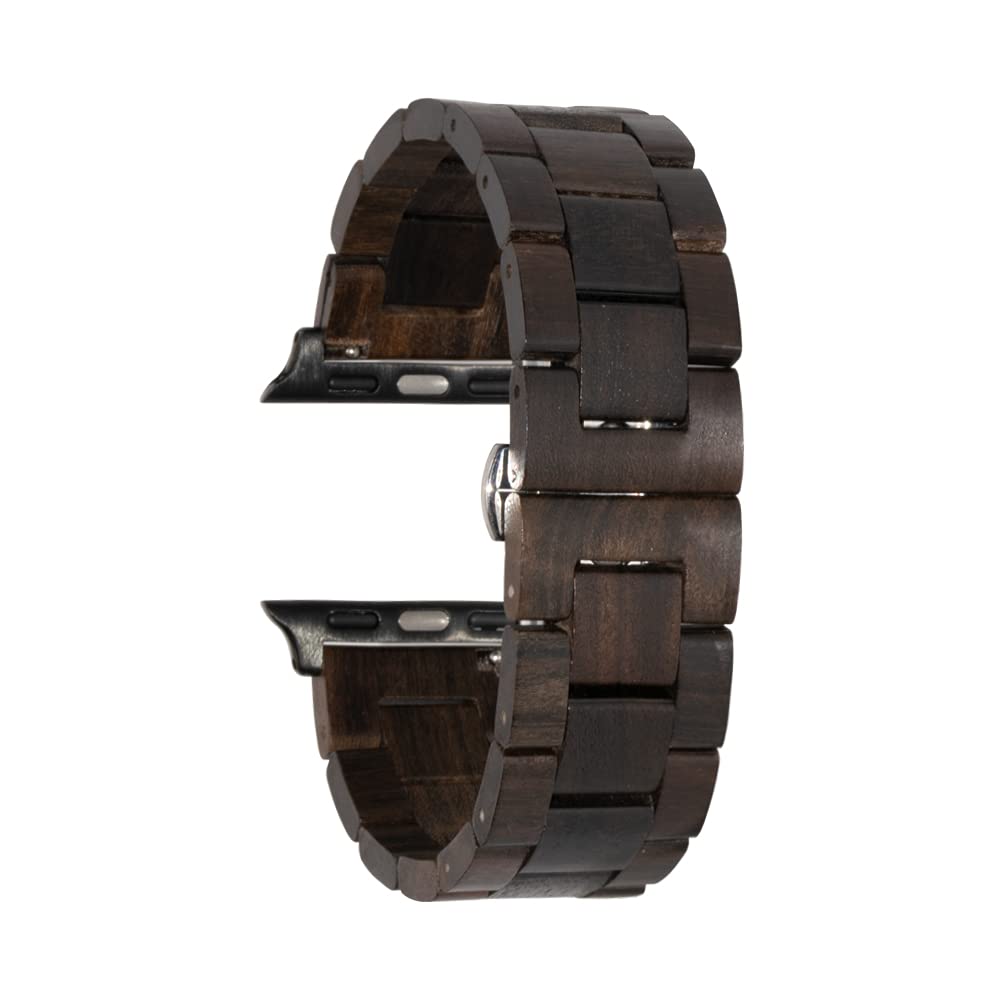 Correa de reloj de madera para Apple Watch 42 mm/44 mm, 100% ecológica, de madera natural, para Apple Watch SE, Apple Watch Series 6/5/4/3/2/1 (Negro), 42 mm/44 mm