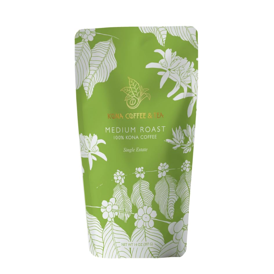 Pack of Kona coffee and tea community surrounded by coffee beans