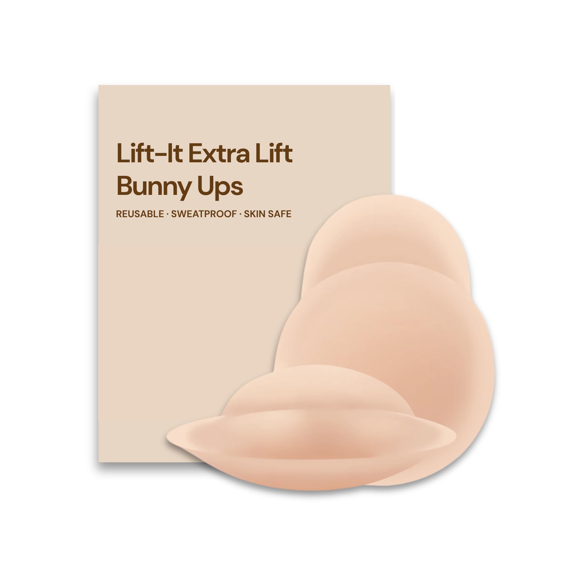 Lift-It Extra Lift Bunny Ups for Women (1 Pair) Reusable, Adhesive, Sweatproof Breast Lift Nipple Covers Push Up Bra Sticky Bra Backless