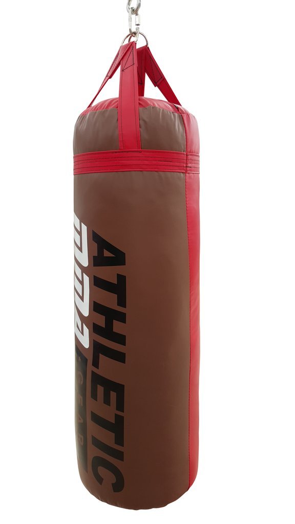AthleticMMAGear 80LB Heavy Punching/Kicking Bag for Boxing and MMA Training Filled Brown/Red