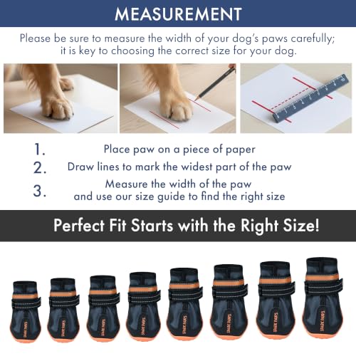 Image of Spark Paws 365 Dog Shoes - All-Weather Paw Protection | Winter Snow Boots & Summer Hot Pavement Booties for Dogs | All-Terrain, Water-Resistant, Black Orange - Size 1