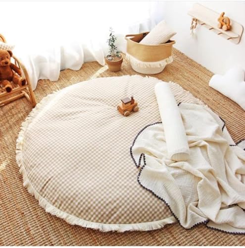Baby Play Mat for Infant Toddler - Round Crawling Rug, Detachable Washable Area Floor Mat, Playmats Carpet for Activity, Kids Room Decorative, Brown