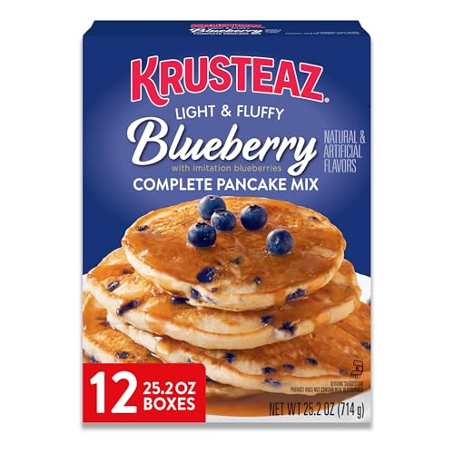 Krusteaz Complete Pancake Mix, Blueberry Pancake Mix, 25.2-Ounce Box (Pack of 12)