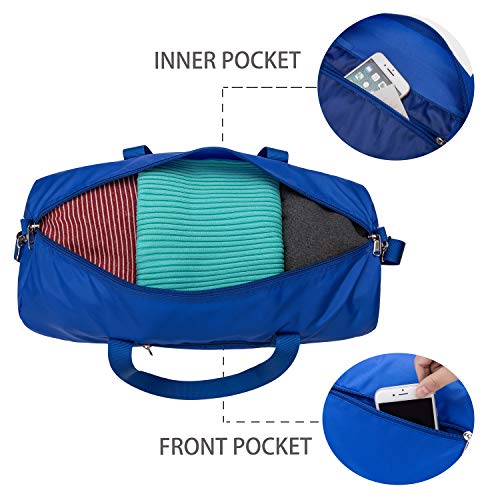 Vorspack Small Duffel Bag 20 Inches Foldable Lightweight Gym Bag with Inner Pocket for Travel Sports - Blue