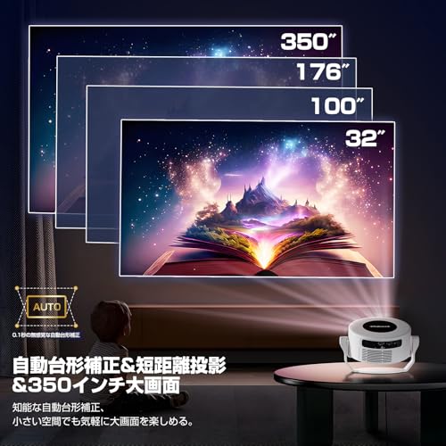 undefined Philoent プロジェクター 家庭用 小型 【1080P 8K対応&HDR高ダイナミック画質&1400Ansi 】Android TV 14.0搭載 HiFiスピーカー内蔵 天井 静音 0.5M短距離投影 WiFi6 Bluetooth5.4 350"大画面 自動台形補正 ホームシアター 取り外し可能なベース プレゼントHDMI/スマホ/PC/DVD/Switchなどに対応 の商品画像 3