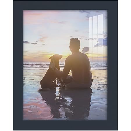 Renditions Gallery 8x10 inch Picture Frame High-end Modern Style, Made of Solid Wood and High Definition Glass Ready for Wall and Tabletop Photo Display, Navy Frame