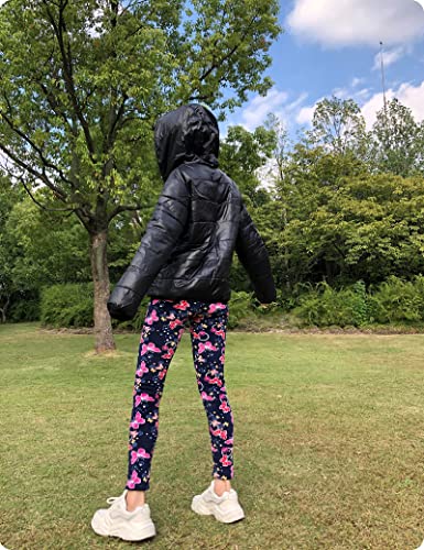 Kiench Girls' Fleece Lined Leggings High Waisted Winter Warm Thick Velvet Stretchy Pants Printed 2-Pack4