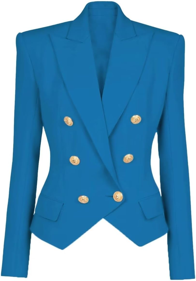 Women's Casual Blazer Business Women Open Front Double Breasted Suit Jacket Office Lady Work Blazers Suit