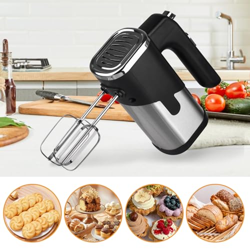 Batteur Électrique Cuisine 800W 5 Vitesses, Batteur À Main Batteur Électrique De Cuisine Batteur De Cuisine Avec 2 Crochets Pétrisseurs Et 2 Fouets, Pour Mélanger Les Œufs, La Pâte Et Les Gâteaux – Image 6