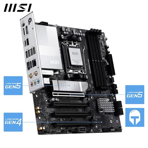 Image of MSI PRO B850M-P WiFi Motherboard, ATX - Supports AMD Ryzen 9000 /8000 / 7000 Processors, AM5 - DDR5 Memory Boost (8200+ MT /s OC), PCIe 5.0 x16 & 4.0 x16, M.2 Gen5, Wi-Fi 7, 5G LAN
