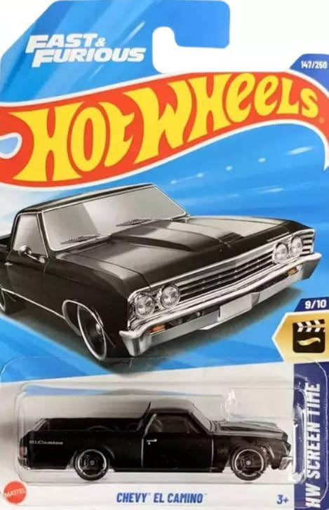 Hot Wheels Chevy El Camino [Black], Screen Time 9/10, 147/250, 1:64 Scale Diecast Car