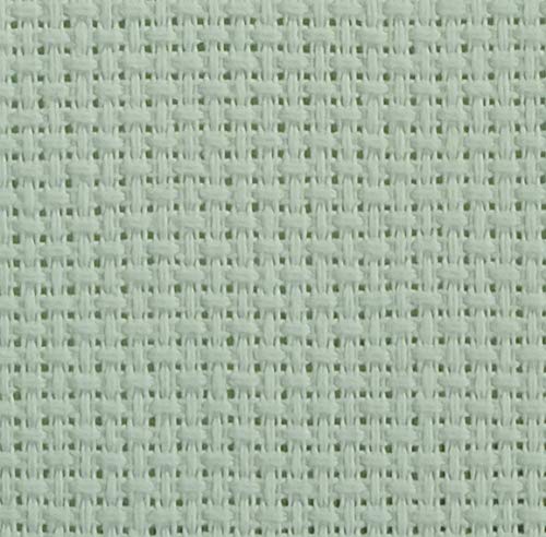 Image of KCS 59 inch x 1 Yard(92cmx149cm) 14ct Counted Cotton Aida Cloth Cross Stitch Fabric (Light Green)