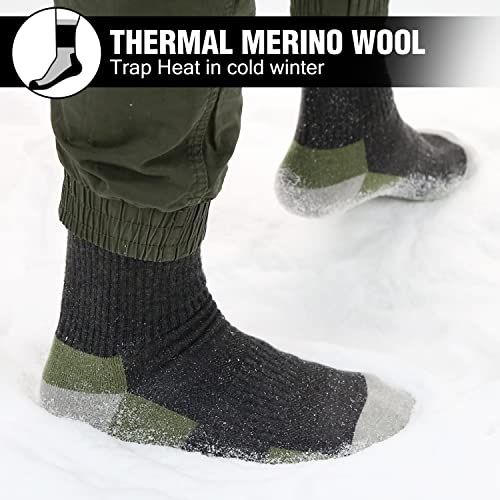 KEECOW Merino Wolle Wandersocken Herren & Damen 3 Paar, Thermo Fleece Socken Wintersocken Warmesocken für Outdoor Sport (DE/NL/SE/PL, Numerisch, 43, 46, Regular, Regular, Grüner)