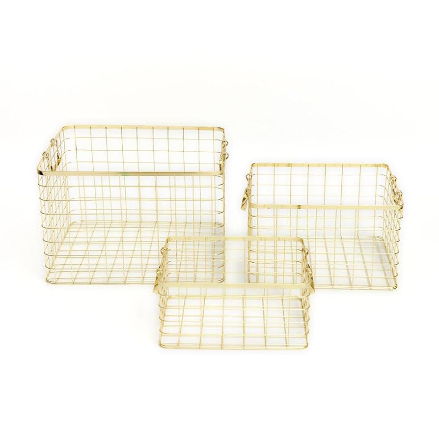 メタルワイヤーバスケット Amazon.co.jp: メタル ワイヤーカゴバスケット ゴールド L：39