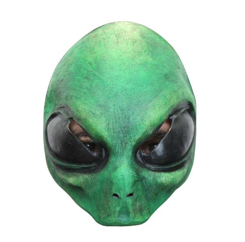 Jesters Party Alien Latex Halloween Horror Half Face Mask, One Size, Green, Made in Mexico
