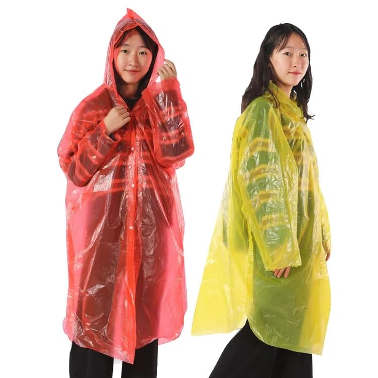 Adult Rain Ponchos with Hood Disposable Rain Ponchos Emergency Raincoat Poncho for Men Women Kids Set of 2 Random Color-image-16