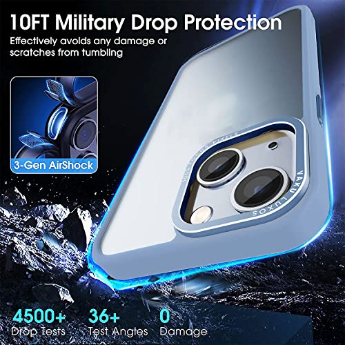 Image of Vaku Luxos Trans Armor for iPhone 14 Plus Cover Case, 6 Feet Drop, Metal Ring Camera Protection, Shockproof, Scratch Resistant, Slim, Compatible with iPhone 14 Plus Back Cover - Sierra Blue