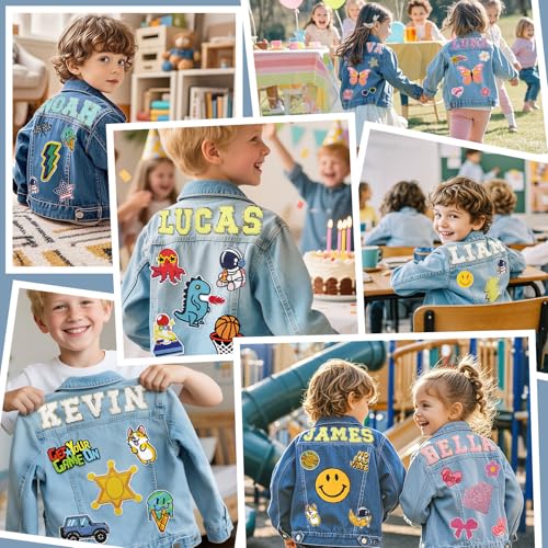 Gowelly Personalized Kids Name Denim Jacket, 1-8 Year Christmas Birthday Gifts for Girls Boys, Custom Jacket Toddler Clothes3