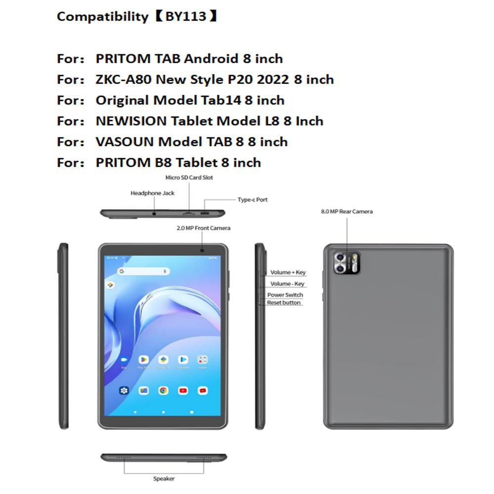 Amazon.co.jp: LANHOMEX For VASOUN Tab8/ PRITOM L8(B8)/ NEWISION L8